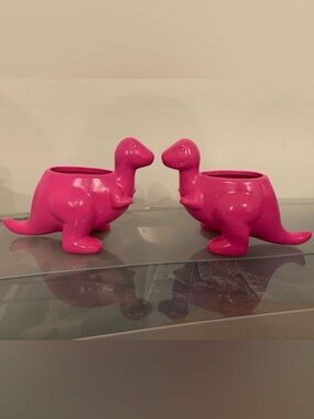 Target Set of 2 Hot Pink Small Ceramic Dinosaur Caddy Planters